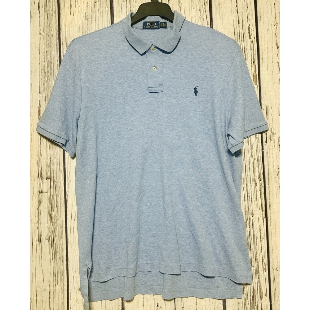 Polo Ralph Lauren Shirt Men's XL Heather Blue Soft Touch 100% Cotton Pony Stain* - Picture 2 of 9